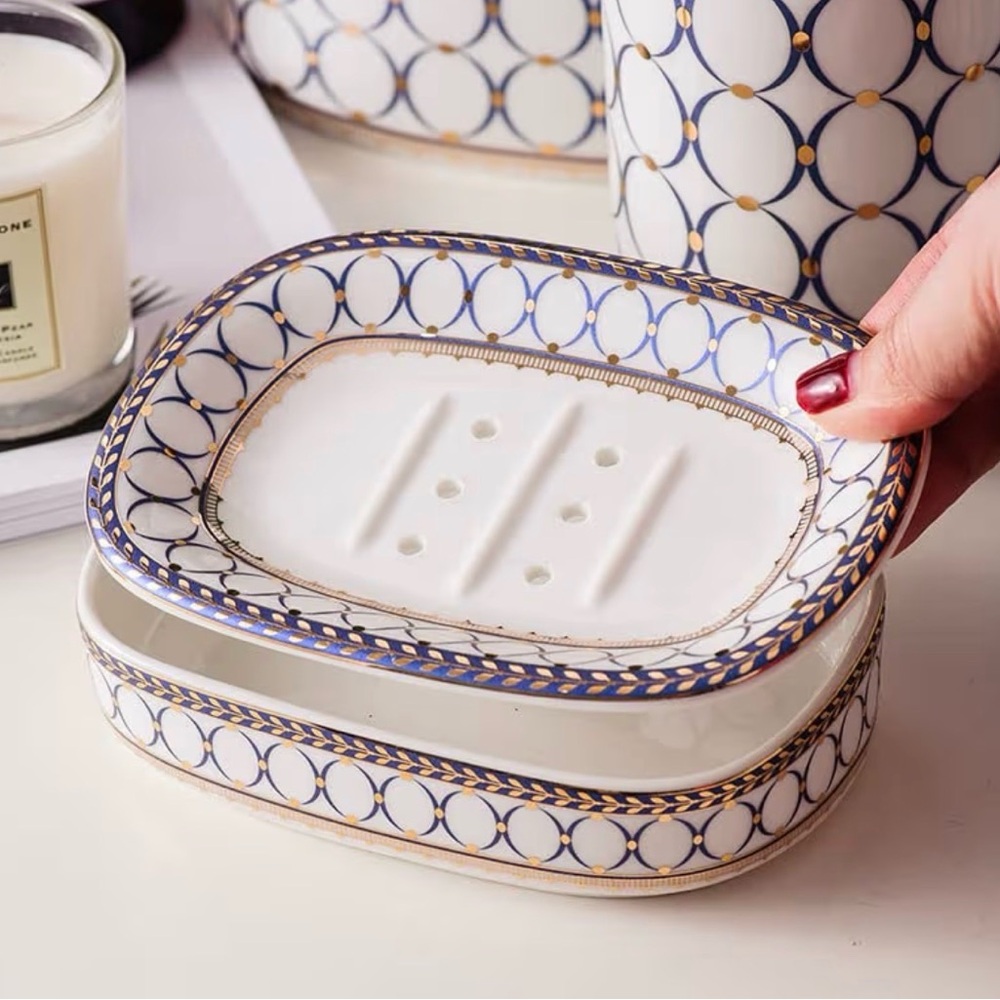 Elegant Blue and Gold Soap Dish